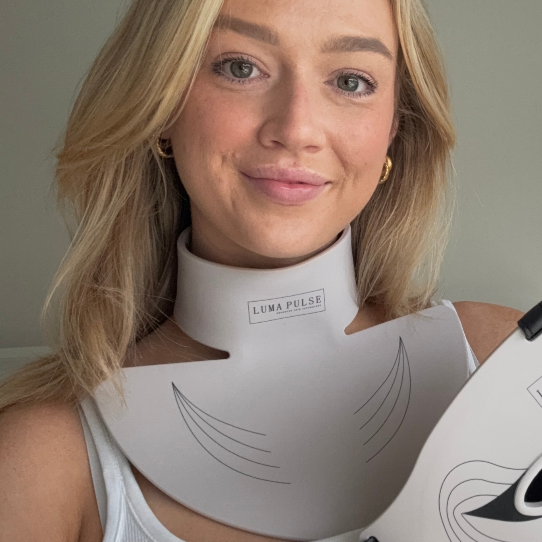 312 Medical-Grade Diodes in the Luma Pulse LED Light Therapy neck and chest mask
